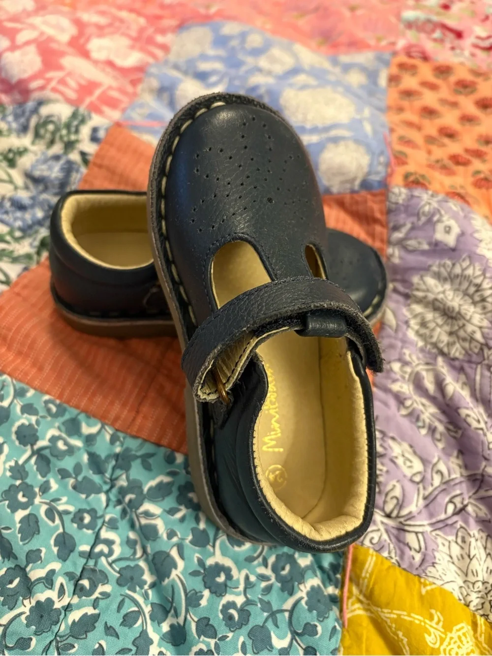 Mini Boden Navy Blue Leather T-Strap